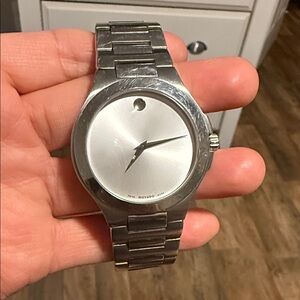 Movado Silver Tone Watch with Minimalist Dial